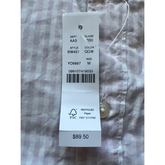 J.Crew Slim Secret Wash Shirt Lilac White Gingham M NWT - Picture 7 of 12